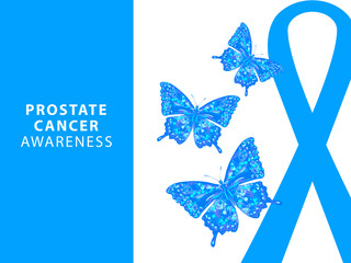 Prostate cancer awareness. Blue ribbon. Men’s health