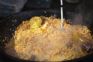 Uzbek pilaf with sweet pepper. National cuisine.