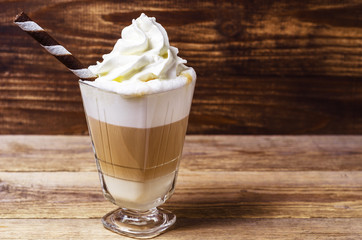 latte on wood background 2