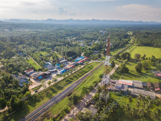Fototapeta na wymiar Radio tower for telecommunication for rural area in Thailand