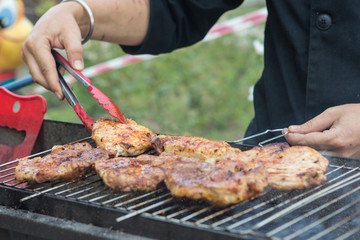 Tasty meat, fried in grile with a delicious crust