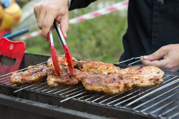 Tasty meat, fried in grile with a delicious crust