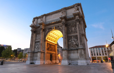 Fototapeta na wymiar Porte Royale - triumphal arch in Marseille, France. Constructed in 1784 - 1839