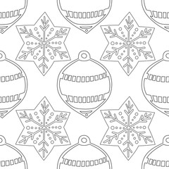 Gingerbread. Black and white illustration for coloring book or page. Christmas, holiday background.