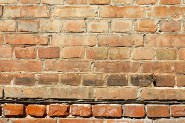 Old vintage red brick wall texture grunge background
