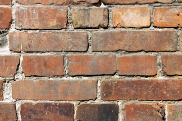 Old vintage red brick wall texture grunge background