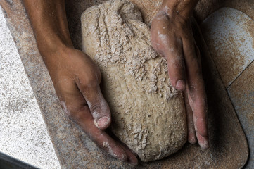 Baker cooking bread.
