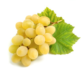 Sweet grapes with leaves.