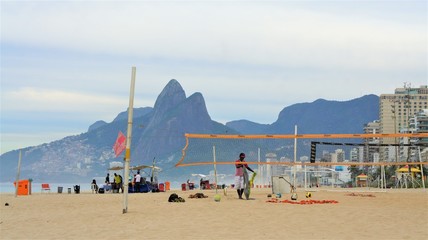 Fototapeta na wymiar Ipanema Beach and Volleyball