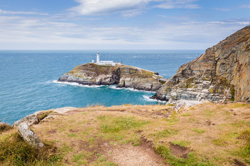 Fototapeta na wymiar View on the historic South Stack lighthouse on Anglesey, Wales, United Kingdom