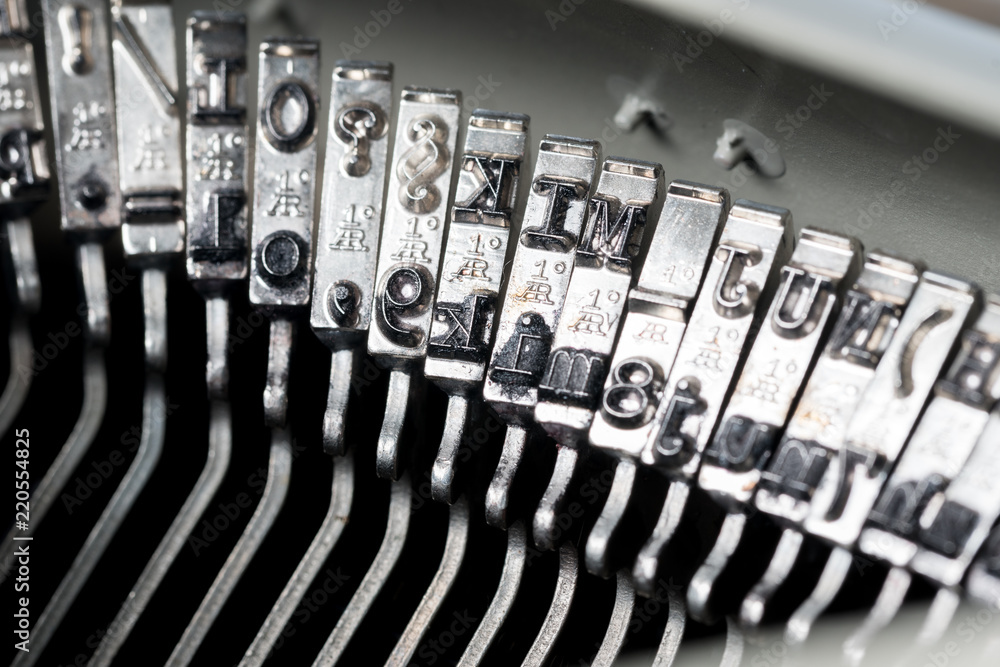 Poster close up of retro style typewriter in studio