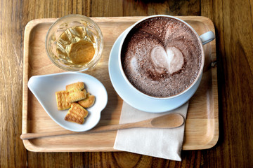 hot chocolate in cup at day time