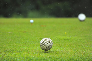 dirty golf ball on the field