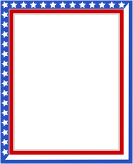 Decorative American patriotic border frame with USA flag symbols with blank space for your text and images.