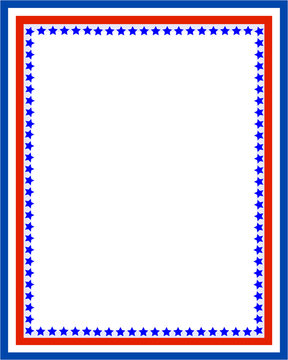 Patriotic border frame with USA flag symbols.