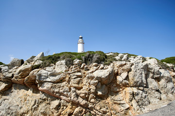 Lighthouse at Cape Formentor in the Coast of North Mallorca, Spain, Balearic Islands