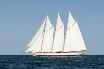 Schooner Windjammer Sailing Vessel with Three Masts in Maine