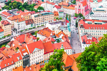 Fototapeta na wymiar view of city Ljubljana from Ljubljana castle - Slovenia
