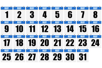 Calendario azul de mayo.