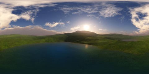 Panorama of the hills. Environment map. HDRI . equidistant projection. Spherical panorama. landscape.
