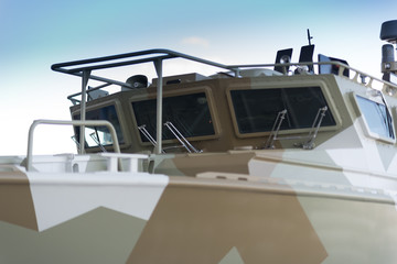 Russian river police boat close up
