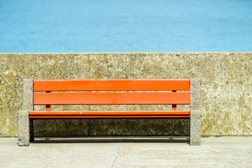 Wooden outdoor bench with nobody