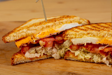 Club sandwich with egg