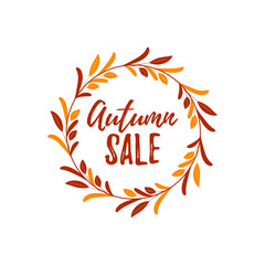 Colorful autumn wreath. Vector illustration. Design elements for invitations, greeting cards, quotes, blogs, posters, banners.