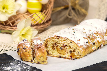 Sweet Easter bread with marzipan. Holland Easter bread paasbrood.