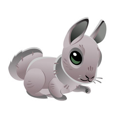 Cute rabbit isolated on white background. Vector illustration of cartoon gray hare. Mid Autumn Festival collection.