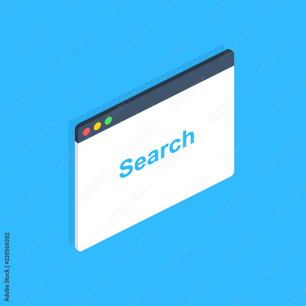 Poster isometric browser window. web browser in flat style. window concept internet browser. mockup screen 