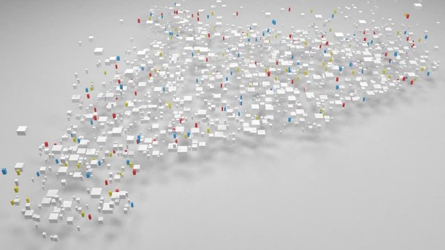Map of Cataluna - Spain | 3d Rendering, mosaic of little bricks - White and flag colors. A number of 4028 little boxes are accurately inserted into the mosaic