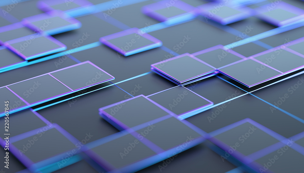 Poster abstract 3d rendering of geometric shapes. composition with squares. futuristic surface design. mode