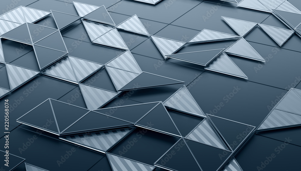 Poster abstract 3d rendering of geometric surface. composition with triangles. futuristic modern background