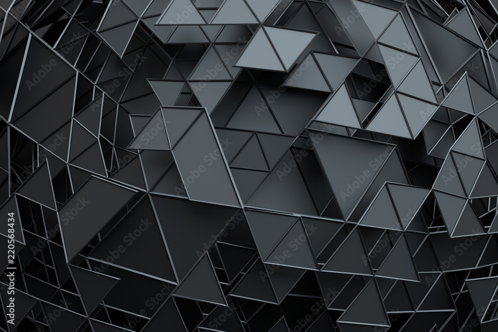 Poster abstract 3d rendering of geometric surface. composition with triangles. futuristic modern background