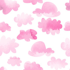 watercolor clouds seamless pattern