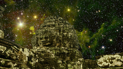 Angkor wat at night with star formations