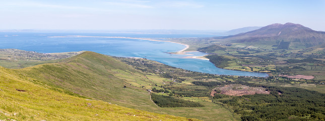 Looking East along the Dingle Peninsula towards Clahane, Brandon Bay and the Maharees in County Kerry, Ireland
