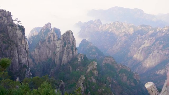 Yellow Mountain or huangshan mountain Cloud Sea Scenery, East China Anhui Province.