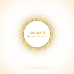 Stippling abstract dotted background for your design. Sparkling effect vector frame. Golden dots pattern isolated on the white background. Vector abstract gold glitter design element.