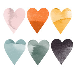 watercolor vector hearts