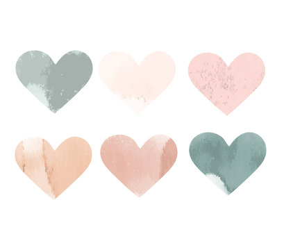 watercolor vector hearts