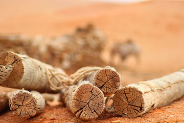wood poles texture close-up - Mongolia