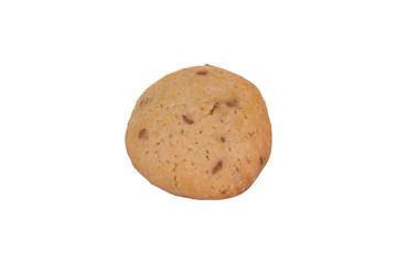 Fototapeta na wymiar Homemade chocolate chip cookie isolated on white background. Sweet biscuit.