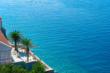 View from the top of an ancient city of Rab, located on a beautiful island on the Adriatic coast in...
