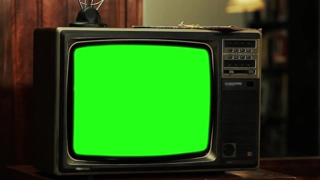 80s TV Green Screen. Contrasted Tone. Zoom In. You can replace green screen with the footage or picture you want with &ldquo;Keying&rdquo; effect in AE  (check out tutorials on YouTube).