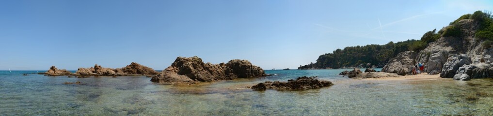 Fototapeta na wymiar Scenic view of rocks at Santa Cristina beach, Catalonia, Spain.