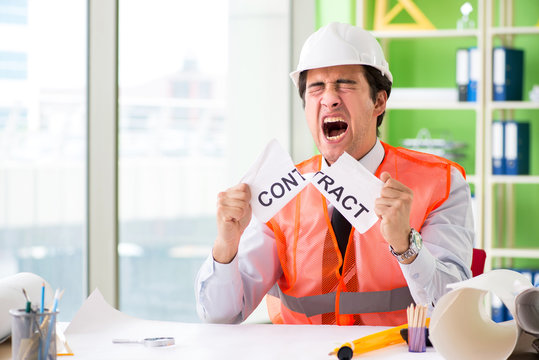 Angry construction supervisor cancelling contract 