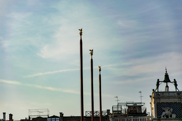 Beautiful flag poles in Venice italy 
