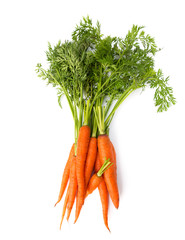 Fresh carrot heap vegetables isolated on white